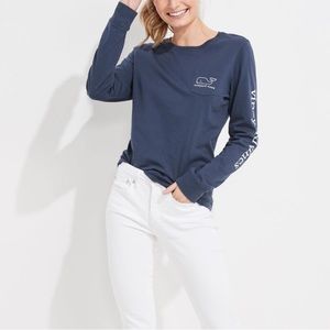 women's vintage whale long-sleeve tee